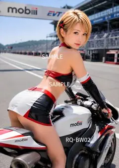 AIアートポスター A4 美女 レースクイーン 高画質 金髪ショートヘアのサムネイル