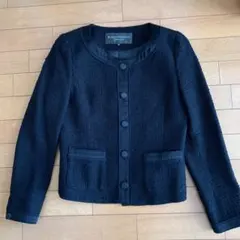 Body Dressing Deluxe 黒ブラックノーカラーツイードジャケット