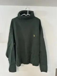 U.S. POLO ASSN. ダークグリーン タートルネック M