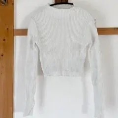 SHEIN ホワイト リブニットセーター 【M】