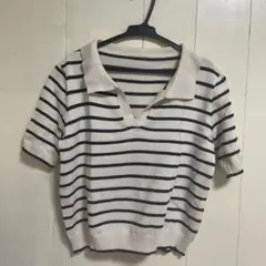 半袖 ボーダー ニット トップス