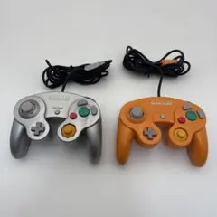 ゲームキューブ コントローラー 純正 2個 シルバー オレンジ 動作確認済