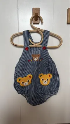 MIKI HOUSE ロンパース ストライプ くま