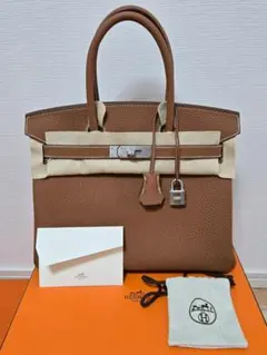 【Ｗ刻印】バーキン30 ゴールド　マットシルバー金具　トゴ