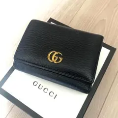 【極美品】グッチ 折り財布 GGマーモント レザー ブラック