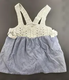 【美品】petit main 80 ワンピースとロンパースの上下セット