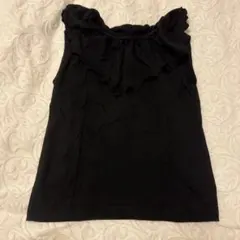 【即購入OK】黒 フリル付きノースリーブタンクトップ