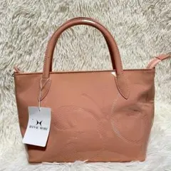 HANAE MORI　ハンドバッグ　ダブルハンドル　ピンク　ワントーン　タグ