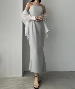 Louere バックマーメイドキャミワンピース ブルーグレー M