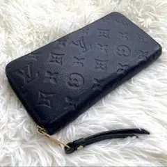 c355【ルイヴィトン】シボ モノグラム アンプラント ジッピーウォレット 黒革