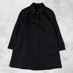【カシミア100%】 高級 Aライン ロングコート 黒 9号 ヴィンテージ