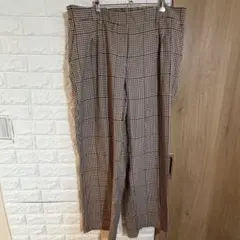 【美品】C by one チェック柄 ワイドパンツXL大きいサイズ ウエストゴム