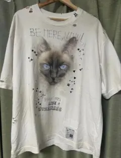 Maison MIHARA YASUHIRO 猫プリント ダメージTシャツ