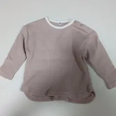 90サイズ ピンク ワッフル長袖Tシャツ