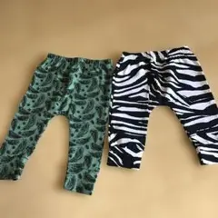 ゼブラ柄・羽根模様パンツ2枚組　3〜6ケ月