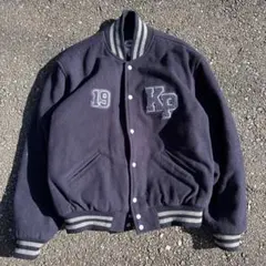 80s 90s スタジャン　ネイビー　ウール　usa製　ポーカーズ