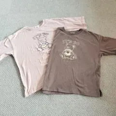 ペアマノンくまデザインTシャツ2枚セット 140150