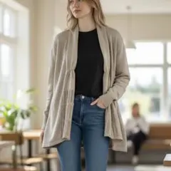 美品 アースミュージック カーディガン フリーサイズ ベージュ ラメ入り