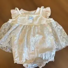 ホワイト レース付きロンパース