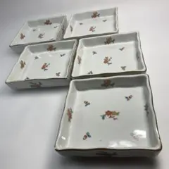 和モダン小皿5枚セット金彩 花柄 和食器 重厚感あり