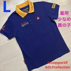 ルコックスポルティフ　ゴルフ　レディース　鹿の子　半袖ポロシャツ　L 紫ネイビー