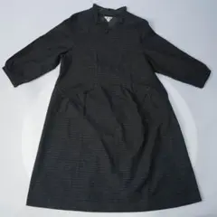 【新品】藍紬　久留米絣　ワンピース　チェニックM～L　黒