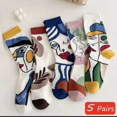 レディース靴下　ソックス　芸術　美術館　アートソックス　アート靴下5足セット新品