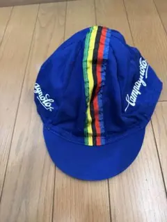 Campagnolo サイクルキャップ 青 ストライプ　イタリア製　ちょっと難のサムネイル