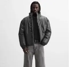 完売品　ZARA レザー　ダウン　ジャケット　パフ