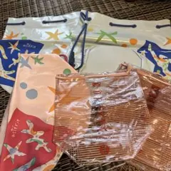 昭和レトロ　資生堂　袋　ビニールバッグ８枚セット　プールバッグ　水泳バッグのサムネイル