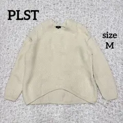 PLST エクストラファインメリノウール ミドルゲージVネックセーター ホワイト