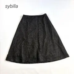 新品✨【シビラ】 L 膝丈フレアスカート ブラックのサムネイル