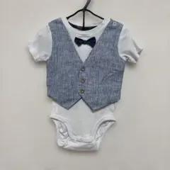 ストライプ ベスト 蝶ネクタイ付きロンパース