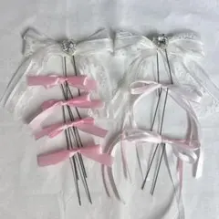 リボン ヘアメ ヘアアクセ 量産型 ピンク ホワイト