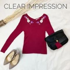 新品同様 CLEAR IMPRESSION 花柄刺繍　Vネックインナーシャツ Mのサムネイル