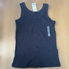 黒 XL タンクトップ リブ編み