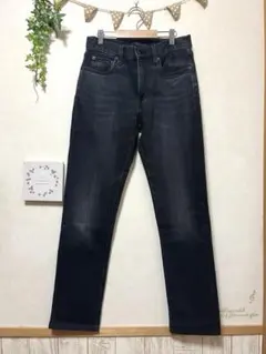 ユニクロ ブラック デニムパンツ ウエスト70 裏起毛 ストレッチあり