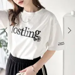Jostling ロゴプリント Tシャツ Mサイズ ホワイト　刺繍　 タグ付き
