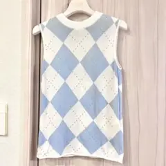 リリーブラウン　アーガイル　ラインストーン　ニット