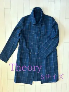 美品Theory セオリー チェック柄 チェスターコート Sサイズ