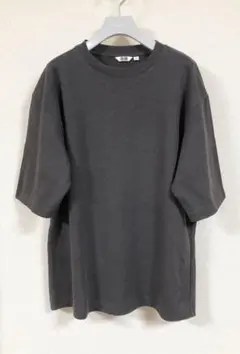 UNIQLO U エアリズムコットンオーバーサイズT ボーダー（5分袖）ブラック