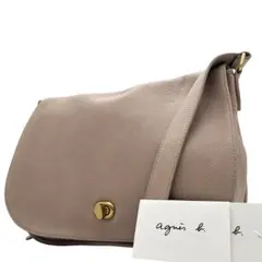 良品　アニエスべー　ショルダーバッグ　ターンロック　レザー　ベージュ　斜め掛け◎