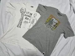 ユニクロ＋‪α スターウォーズTシャツ白MグレーS 2枚組セット