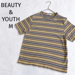 BEAUTY&YOUTH◆ Tシャツ マルチボーダー クルーネック ブラウン Mのサムネイル
