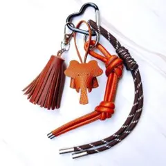 じゃらじゃらキーホルダー　バッグチャーム　キーチャーム　パラコード　象　36C