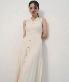 SNIDEL ノースリーブ ニットワンピース ホワイト