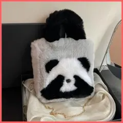 パンダ ファーバッグ 2WAY ショルダー 斜めがけ レディース　グレー