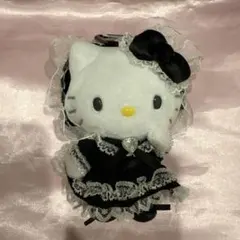 ハローキティ　ラブリーフリル　マスコットキーホルダー　ロリータ　ブラック