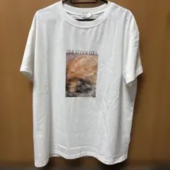しまむら　omi マーブルフォトTシャツ　L 白