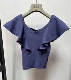フリルニット 半袖トップスのサムネイル